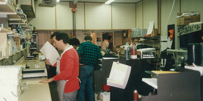 Photo of pressroom at old shop