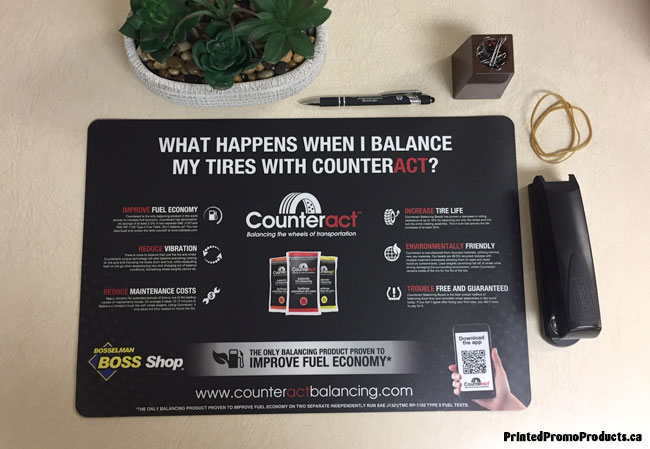 Custom printed counter mats, large mouse pads.